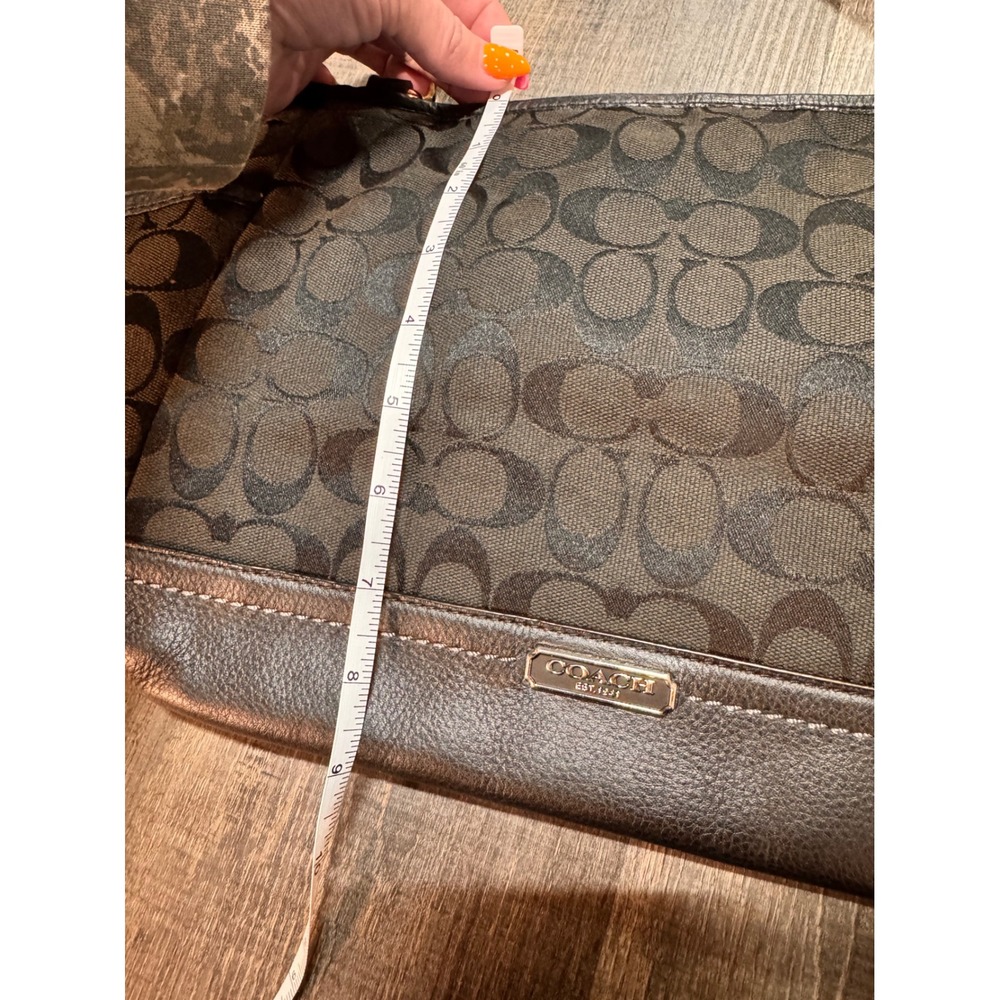 Coach Signature Black Canvas Leather Tote Shoulder Bag - Picture 8 of 9